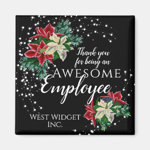 Christmas Employee Appreciation Floral Black Magnet