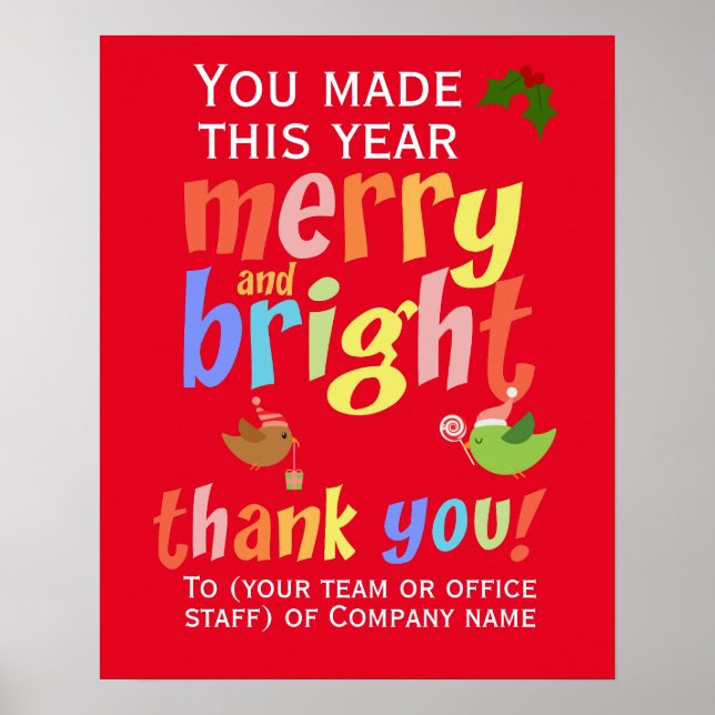 Christmas Employee Thank You Appreciation Poster (Front)