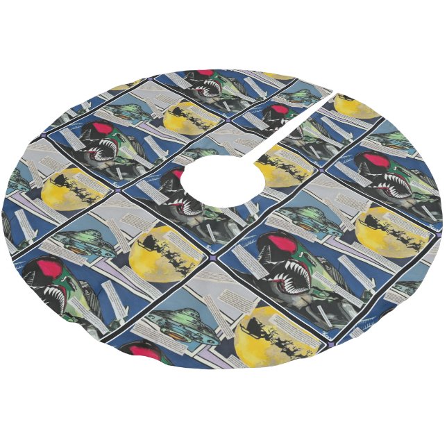 'Christmas Encounters' Painting on a  Brushed Polyester Tree Skirt (Angled)