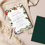 Christmas Engagement Party Greenery Script Invitation<br><div class="desc">Christmas Engagement Party Berries Mistletoe Invitation. Easily customise this elegant winter engagement party invite by clicking the "Personalise" button</div>