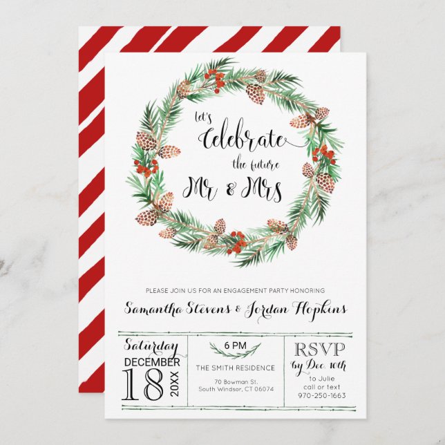 Christmas Engagement Party Invitation (Front/Back)