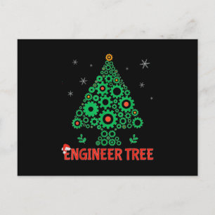 Christmas Engineer Tree Mechanical Engineering Announcement Postcard
