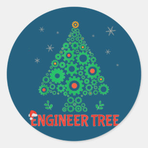 Christmas Engineer Tree Mechanical Engineering Classic Round Sticker
