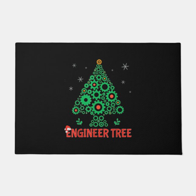Christmas Engineer Tree Mechanical Engineering Doormat (Front)