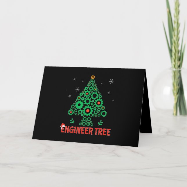 Christmas Engineer Tree Mechanical Engineering Holiday Card (Front)