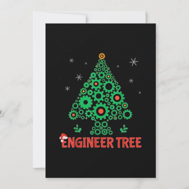 Christmas Engineer Tree Mechanical Engineering Invitation (Front)