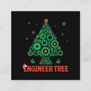 Christmas Engineer Tree Mechanical Engineering Square Business Card