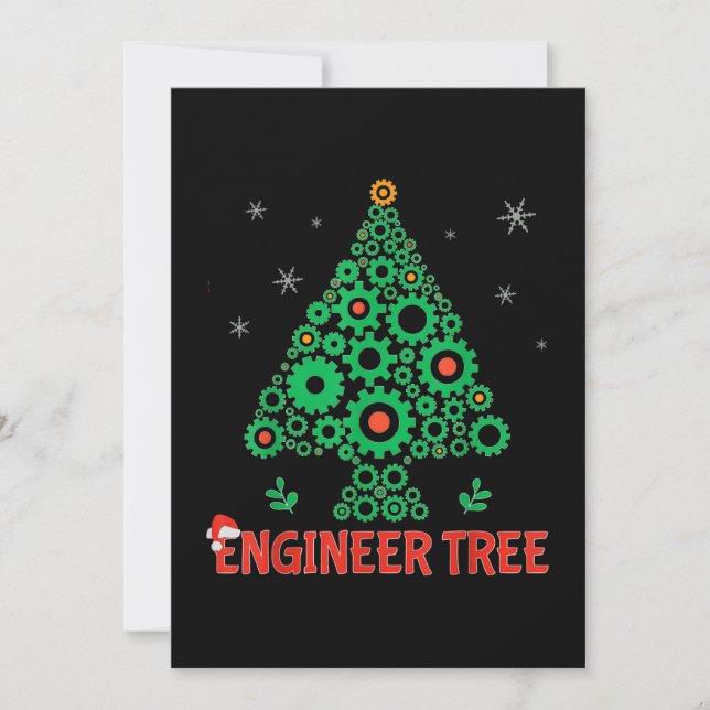 Christmas Engineer Tree Mechanical Engineering Thank You Card (Front)