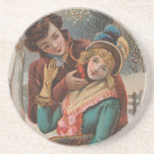 Christmas, England-Vintage Victorian Era Ad, 1980 Coaster