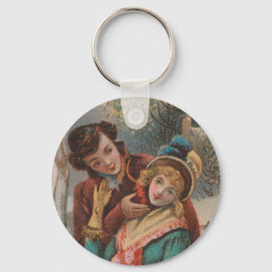 Christmas, England-Vintage Victorian Era Ad, 1980 Key Ring