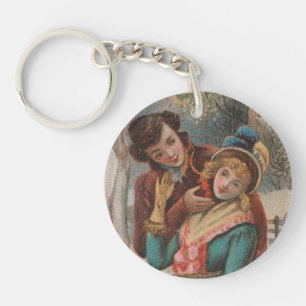 Christmas, England-Vintage Victorian Era Ad, 1980 Key Ring