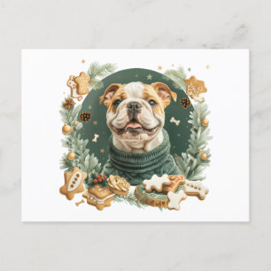 Christmas English Bulldog Holiday Postcard