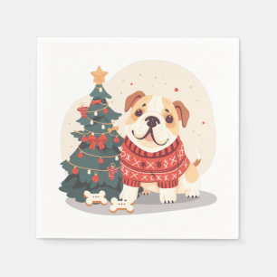 Christmas English Bulldog Holiday Sweater Napkin