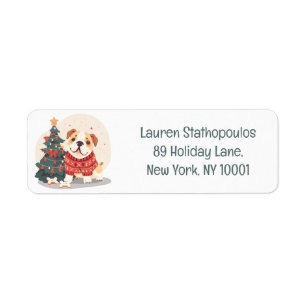 Christmas English Bulldog Holiday Sweater Return Address Label