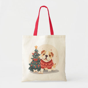 Christmas English Bulldog Holiday Sweater Tote Bag