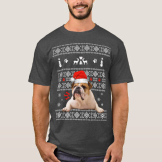 Christmas English Bulldog In Santa Hat Xmas Ugly S T-Shirt
