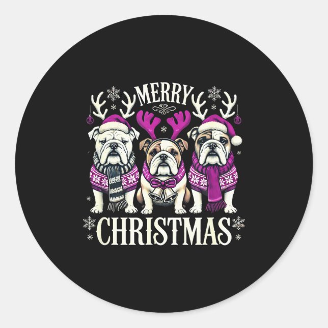 Christmas English Bulldog Mom English Bulldog Chri Classic Round Sticker (Front)