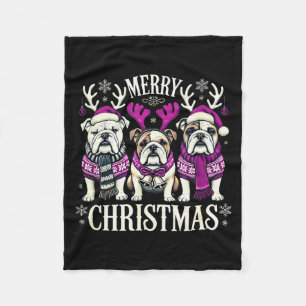 Christmas English Bulldog Mom English Bulldog Chri Fleece Blanket