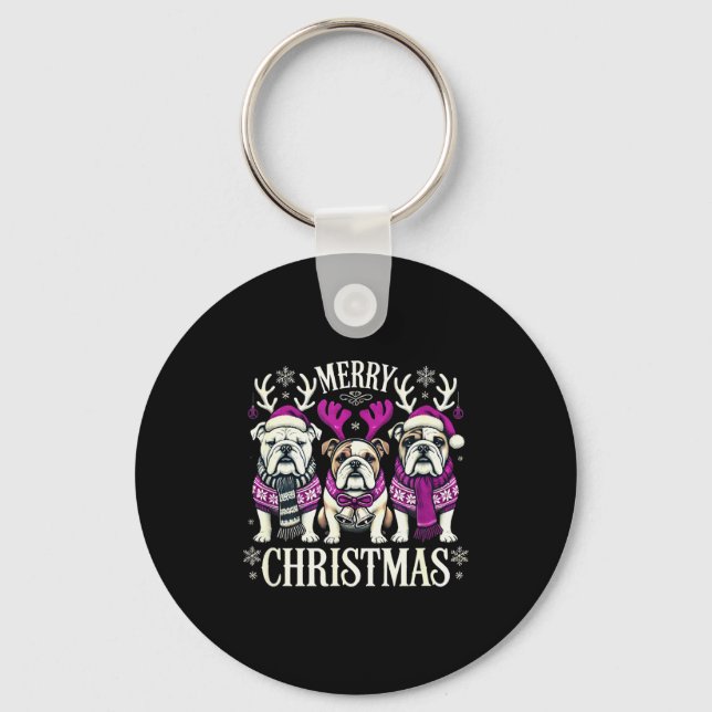 Christmas English Bulldog Mom English Bulldog Chri Key Ring (Front)