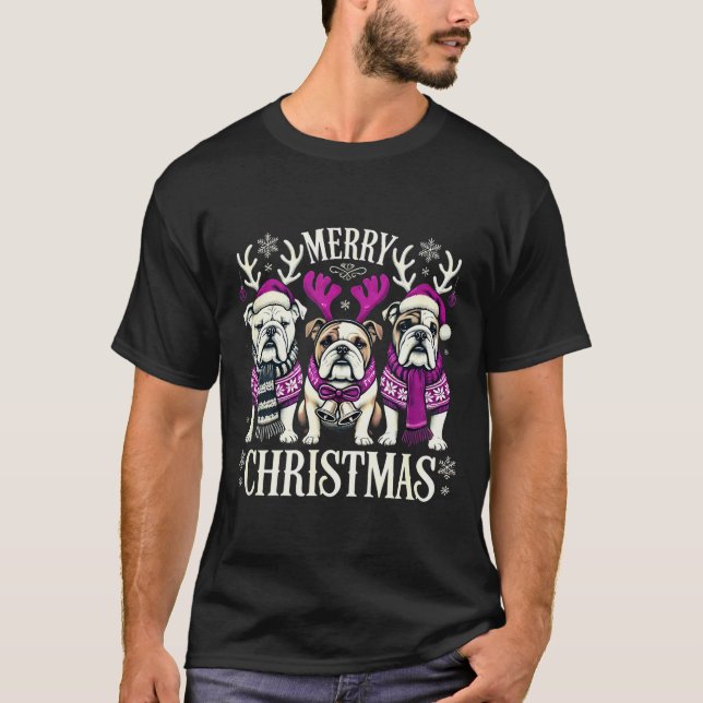 Christmas English Bulldog Mom English Bulldog Chri T-Shirt (Front)