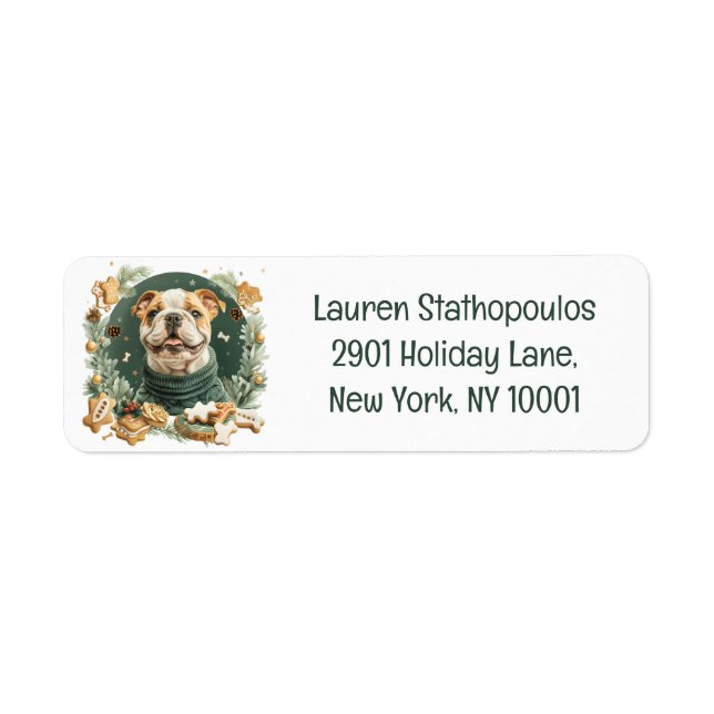 Christmas English Bulldog Return Address Label (Front)