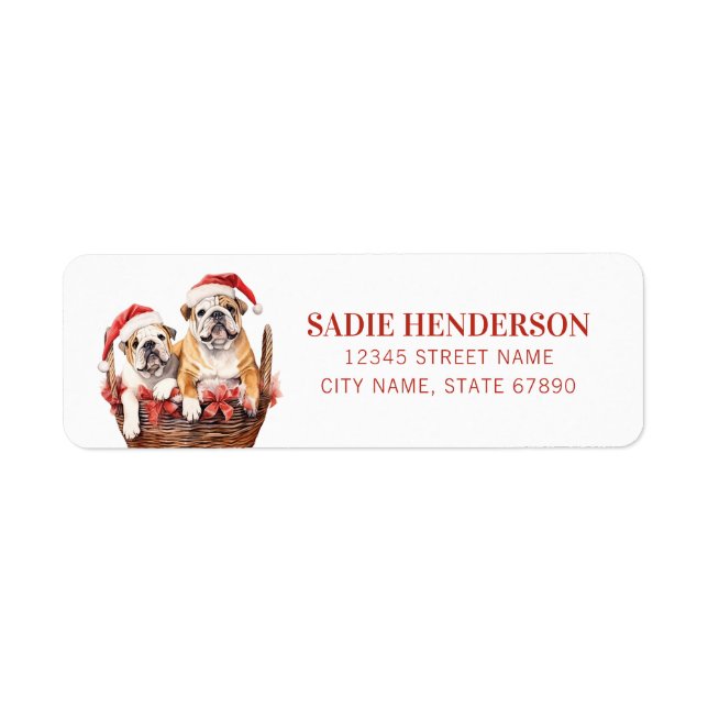 Christmas English Bulldog Return Address Labels (Front)