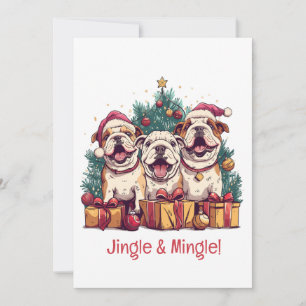 Christmas English Bulldog Santa Hats Invitation