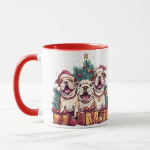 Christmas English Bulldog Santa Hats Mug