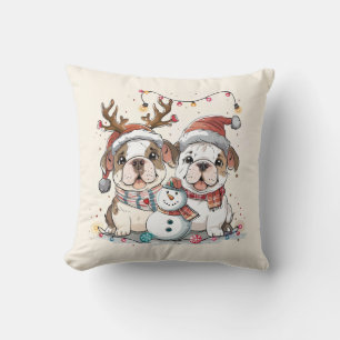 Christmas English Bulldogs Cushion