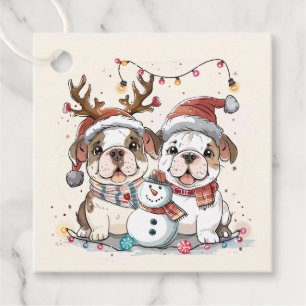 Christmas English Bulldogs Favour Tags