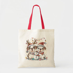 Christmas English Bulldogs Tote Bag
