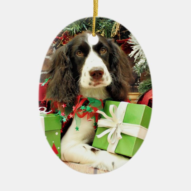 Christmas - English Springer Spaniel - Kinzie Ceramic Tree Decoration (Front)
