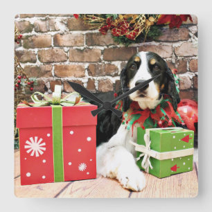 Christmas - English Springer Spaniel - Mac Square Wall Clock