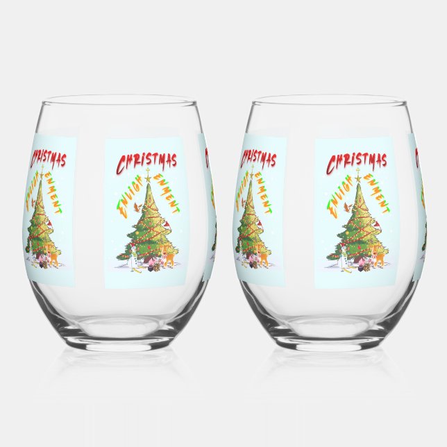 Christmas Enlightenment Stemless Wine Glass (Front)