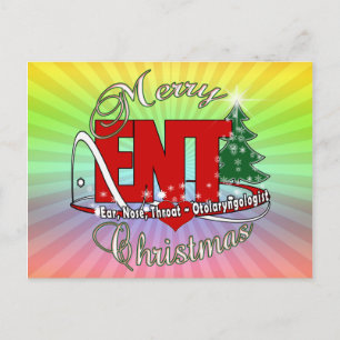 CHRISTMAS ENT DOCTOR EAR, NOSE, THROAT HOLIDAY POSTCARD