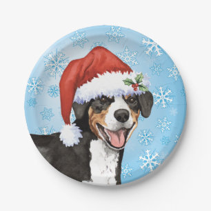 Christmas Entlebucher Mountain Dog Paper Plate