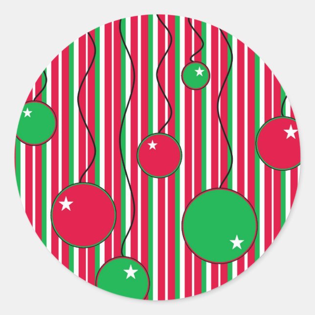 Christmas Envelope Seals: Modern Pizazz Classic Round Sticker (Front)