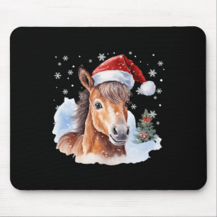 Christmas Equestrian Horse Santa Hat Animal Equest Mouse Pad