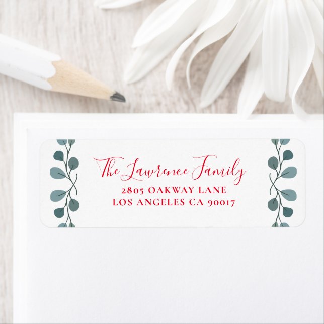 Christmas Eucalyptus Foliage Holiday Address Return Address Label (Insitu)