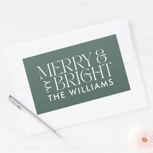 Christmas eucalyptus green modern elegant simple rectangular sticker (Envelope)