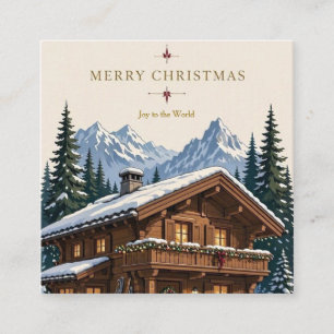 Christmas European Alpine Chalet Snowy Mountain  Enclosure Card