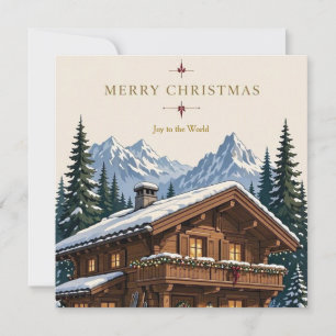 Christmas European Alpine Chalet Snowy Mountain  Invitation