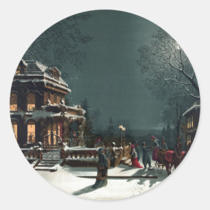 Christmas Eve 1880 Classic Round Sticker