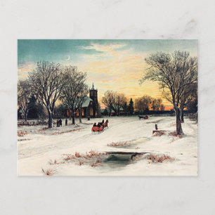 Christmas Eve, 1889, vintage painting, Postcard
