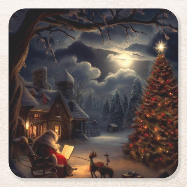 Christmas Eve 2 Square Paper Coaster (Front)