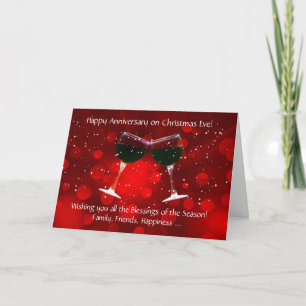 Christmas Eve Anniversary with Toasting Wine Card