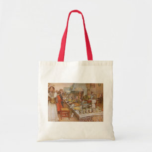 Christmas Eve by Carl Larsson, Vintage Holidays Tote Bag