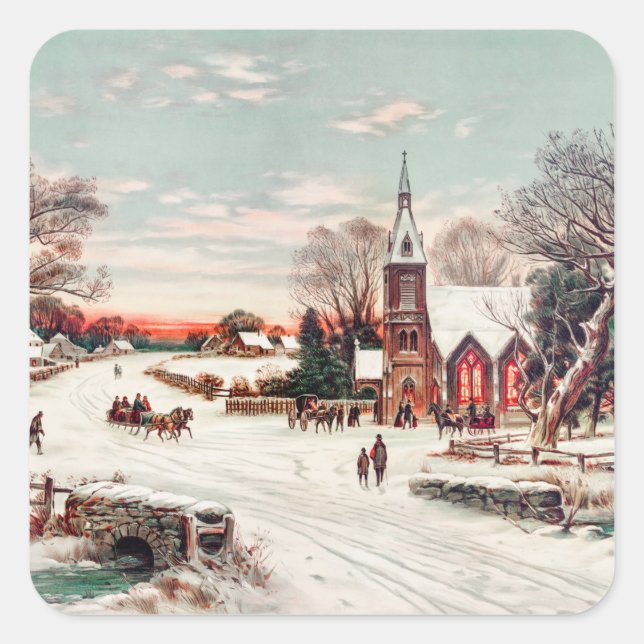 Christmas Eve by Hoover & Son Painting Holiday Square Sticker (Front)