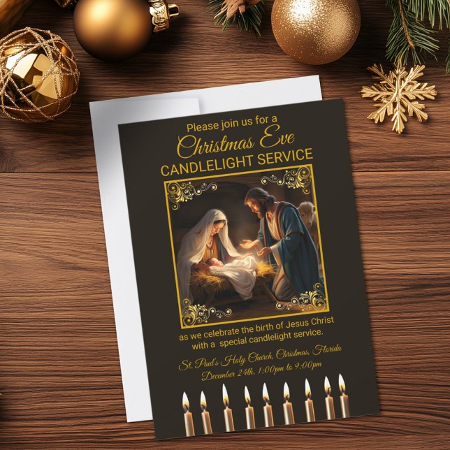 Christmas Eve Candlelight Service Nativity  Invitation (Creator Uploaded)