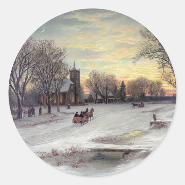 Christmas Eve Classic Round Sticker (Front)